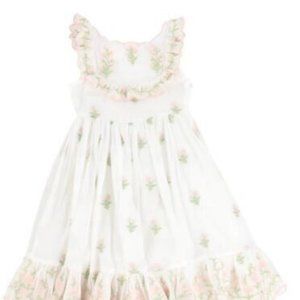 Girls Petit Amalie White/Pink Rose Silk Tie Back Dress size 16